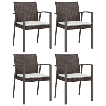 vidaXL Καρέκλες Κήπου με Μαξιλάρια 4 τεμ. Καφέ 56,5x57x83cm Συνθ. Ρατάν