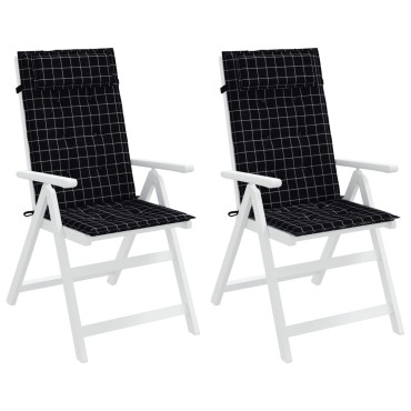 vidaXL Μαξιλάρια Καρέκλας με Ψηλή Πλάτη 4 τεμ Μαύρα Καρό Ύφασμα Oxford