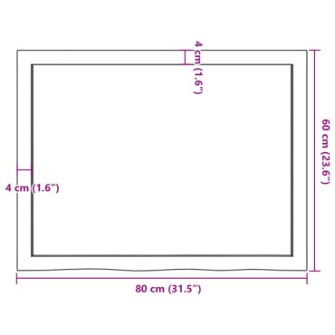 vidaXL Ράφι Τοίχου 80x60x(2-4)cm από Ακατέργαστο Μασίφ Ξύλο Δρυός 1 τεμ.