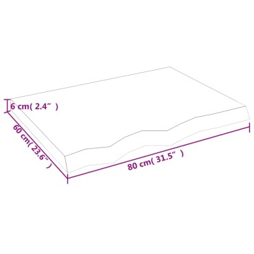 vidaXL Ράφι Τοίχου 80x60x(2-6)cm από Ακατέργαστο Μασίφ Ξύλο Δρυός 1 τεμ.