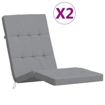 vidaXL Μαξιλάρια Ξαπλώστρας 2 τεμ. Γκρι από Ύφασμα Oxford 180x55x7cm