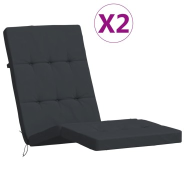 vidaXL Μαξιλάρια Ξαπλώστρας 2 τεμ. Μαύρα από Ύφασμα Oxford 180x55x7cm