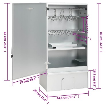 vidaXL Φούρνος Μπάρμπεκιου με Πριονίδι 44,5x29x83 εκ. Γαλβαν. Ατσάλι