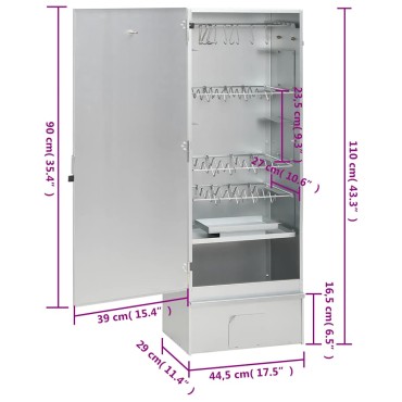 vidaXL Φούρνος Μπάρμπεκιου με Πριονίδι 44,5x29x110 εκ. Γαλβαν. Ατσάλι