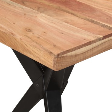 vidaXL Τραπεζαρία Μαύρη 140x70x76cm από Μασίφ Ξύλο Ακακίας 1 τεμ.