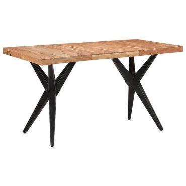 vidaXL Τραπεζαρία Μαύρη 140x70x76cm από Μασίφ Ξύλο Ακακίας 1 τεμ.