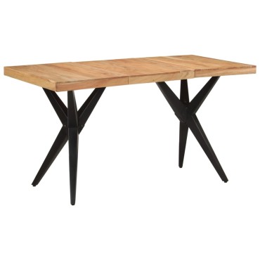 vidaXL Τραπεζαρία Μαύρη 140x70x76cm από Μασίφ Ξύλο Ακακίας 1 τεμ.