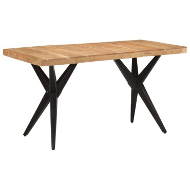 vidaXL Τραπεζαρία Μαύρη 140x70x76cm από Μασίφ Ξύλο Ακακίας 1 τεμ.