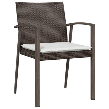 vidaXL Καρέκλες Κήπου 6 τεμ. Καφέ 56,5x57x83cm Συνθ. Ρατάν&Μαξιλάρια