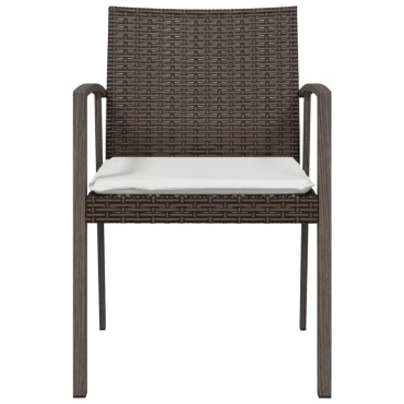 vidaXL Καρέκλες Κήπου 6 τεμ. Καφέ 56,5x57x83cm Συνθ. Ρατάν&Μαξιλάρια