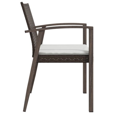 vidaXL Καρέκλες Κήπου 6 τεμ. Καφέ 56,5x57x83cm Συνθ. Ρατάν&Μαξιλάρια