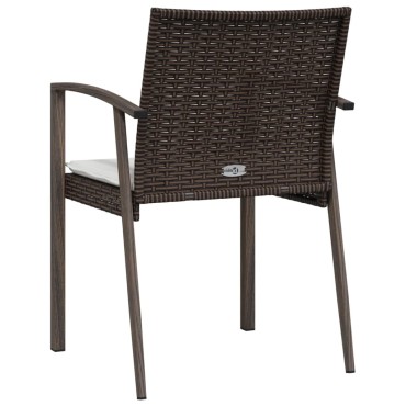 vidaXL Καρέκλες Κήπου 6 τεμ. Καφέ 56,5x57x83cm Συνθ. Ρατάν&Μαξιλάρια