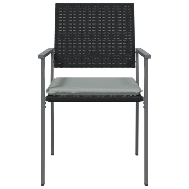 vidaXL Καρέκλες Κήπου 6 τεμ. Μαύρο 54x62,5x89cm Συνθ. Ρατάν&Μαξιλάρια