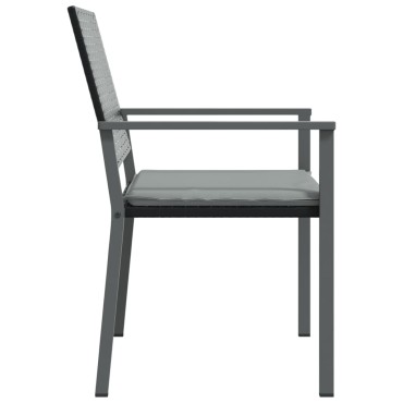 vidaXL Καρέκλες Κήπου 6 τεμ. Μαύρο 54x62,5x89cm Συνθ. Ρατάν&Μαξιλάρια