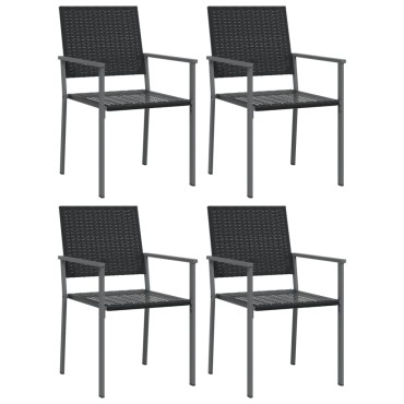vidaXL Καρέκλες Κήπου 4 τεμ. Μαύρες 54x62,5x89cm από Συνθετικό Ρατάν