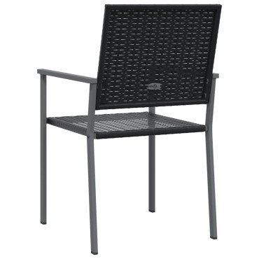 vidaXL Καρέκλες Κήπου 4 τεμ. Μαύρες 54x62,5x89cm από Συνθετικό Ρατάν