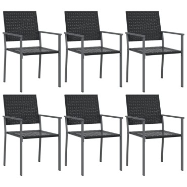 vidaXL Καρέκλες Κήπου 6 τεμ. Μαύρες 54x62,5x89cm από Συνθετικό Ρατάν