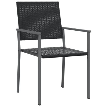 vidaXL Καρέκλες Κήπου 6 τεμ. Μαύρες 54x62,5x89cm από Συνθετικό Ρατάν
