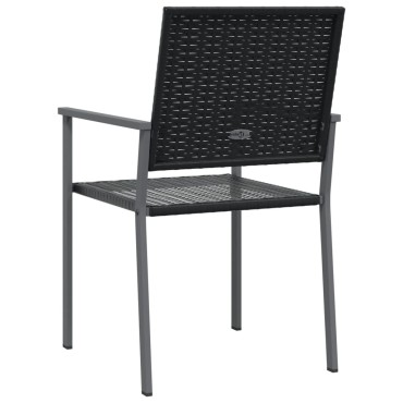 vidaXL Καρέκλες Κήπου 6 τεμ. Μαύρες 54x62,5x89cm από Συνθετικό Ρατάν