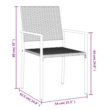 vidaXL Καρέκλες Κήπου 6 τεμ. Μαύρες 54x62,5x89cm από Συνθετικό Ρατάν