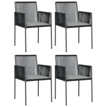 vidaXL Καρέκλες Κήπου 4 τεμ. Μαύρο 54x60,5x83,5cm Συνθ. Ρατάν&Μαξιλ.