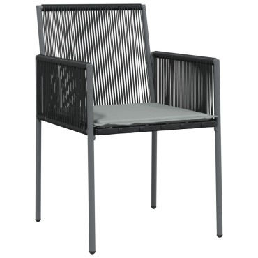vidaXL Καρέκλες Κήπου 4 τεμ. Μαύρο 54x60,5x83,5cm Συνθ. Ρατάν&Μαξιλ.