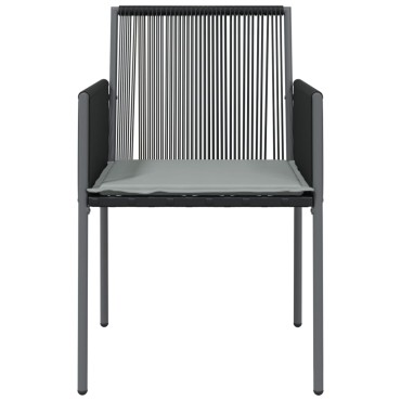 vidaXL Καρέκλες Κήπου 4 τεμ. Μαύρο 54x60,5x83,5cm Συνθ. Ρατάν&Μαξιλ.