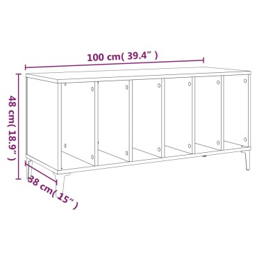 vidaXL Δισκοθήκη Γκρι Sonoma 100x38x48cm από Επεξεργασμένο Ξύλο 1 τεμ.