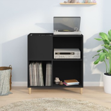 vidaXL Δισκοθήκη Μαύρη 84,5x38x89cm από Επεξεργασμένο Ξύλο 1 τεμ.