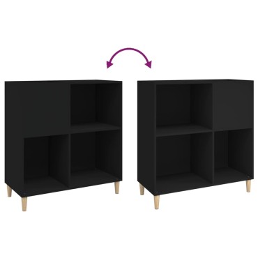 vidaXL Δισκοθήκη Μαύρη 84,5x38x89cm από Επεξεργασμένο Ξύλο 1 τεμ.