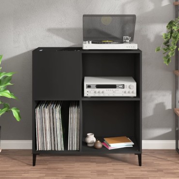 vidaXL Δισκοθήκη Μαύρη 84,5x38x89cm από Επεξεργασμένο Ξύλο 1 τεμ.