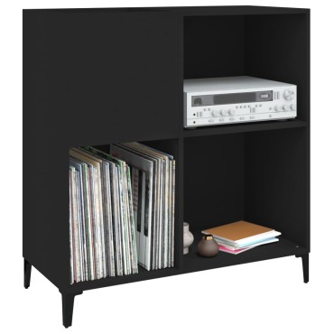 vidaXL Δισκοθήκη Μαύρη 84,5x38x89cm από Επεξεργασμένο Ξύλο 1 τεμ.