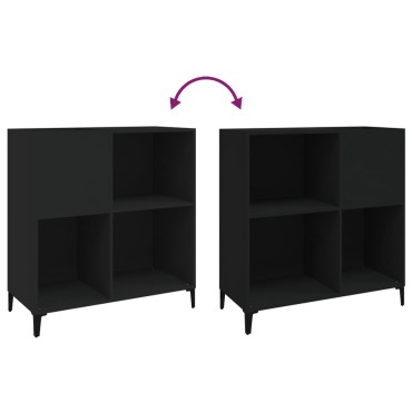vidaXL Δισκοθήκη Μαύρη 84,5x38x89cm από Επεξεργασμένο Ξύλο 1 τεμ.
