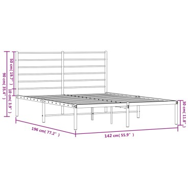 vidaXL Πλαίσιο Κρεβατιού με Κεφαλάρι Λευκό 135 x 190 εκ. Μεταλλικό