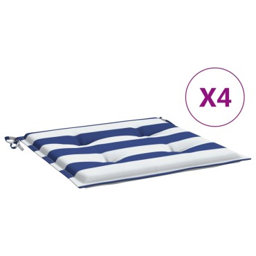 vidaXL Μαξιλάρια Καρέκλας 4 τεμ. Μπλε/Λευκό Ριγέ 40x40x4cm Υφασμάτινα