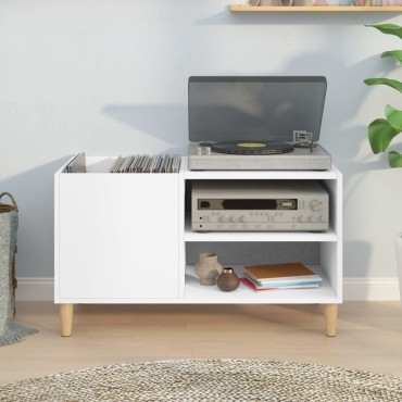 vidaXL Δισκοθήκη Λευκή 84,5x38x48cm από Επεξεργασμένο Ξύλο 1 τεμ.