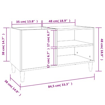 vidaXL Δισκοθήκη Λευκή 84,5x38x48cm από Επεξεργασμένο Ξύλο 1 τεμ.