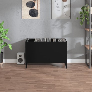 vidaXL Δισκοθήκη Μαύρη 74,5x38x48cm από Επεξεργασμένο Ξύλο