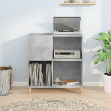 vidaXL Δισκοθήκη Γκρι Σκυροδέματος 84,5x38x89cm από Επεξεργ. Ξύλο 1 τεμ.