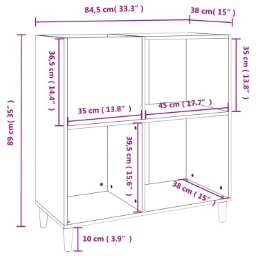 vidaXL Δισκοθήκη Γκρι Sonoma 84,5x38x89cm από Επεξεργασμένο Ξύλο 1 τεμ.