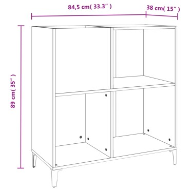 vidaXL Δισκοθήκη Λευκή 84,5x38x89cm από Επεξεργασμένο Ξύλο 1 τεμ.