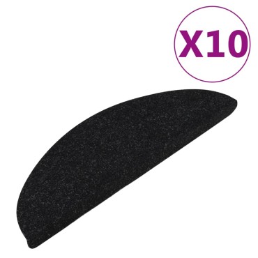 vidaXL Πατάκια Σκάλας Αυτοκόλλητα 10 τεμ. Μαύρα 65 x 22,5 x 3,5 εκ.