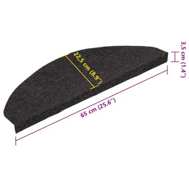 vidaXL Πατάκια Σκάλας Αυτοκόλλητα 10 τεμ. Μαύρα 65 x 22,5 x 3,5 εκ.