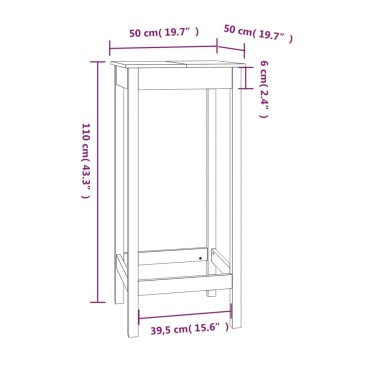vidaXL Τραπέζι Μπαρ 50x50x110cm από Μασίφ Ξύλο Πεύκου 1 τεμ.