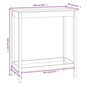 vidaXL Τραπέζι Μπαρ 100x50x110cm από Μασίφ Ξύλο Πεύκου 1 τεμ.