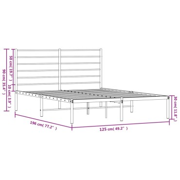 vidaXL Πλαίσιο Κρεβατιού με Κεφαλάρι Μαύρο 120 x 190 εκ. Μεταλλικό