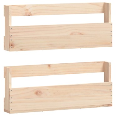 vidaXL Παπουτσοθήκες Επιτοίχιες 2 τεμ. 59x9x23cm Μασίφ Ξύλο Πεύκου