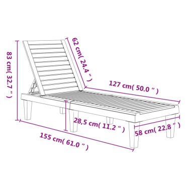 vidaXL Ξαπλώστρες 2 τεμ. Μαύρες 155x58x83cm από Πολυπροπυλένιο
