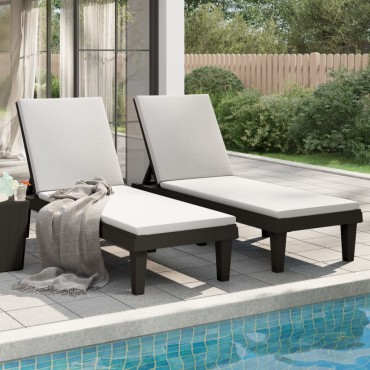 vidaXL Ξαπλώστρες 2 τεμ. Μαύρες 155x58x83cm από Πολυπροπυλένιο