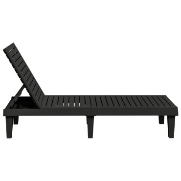 vidaXL Ξαπλώστρες 2 τεμ. Μαύρες 155x58x83cm από Πολυπροπυλένιο